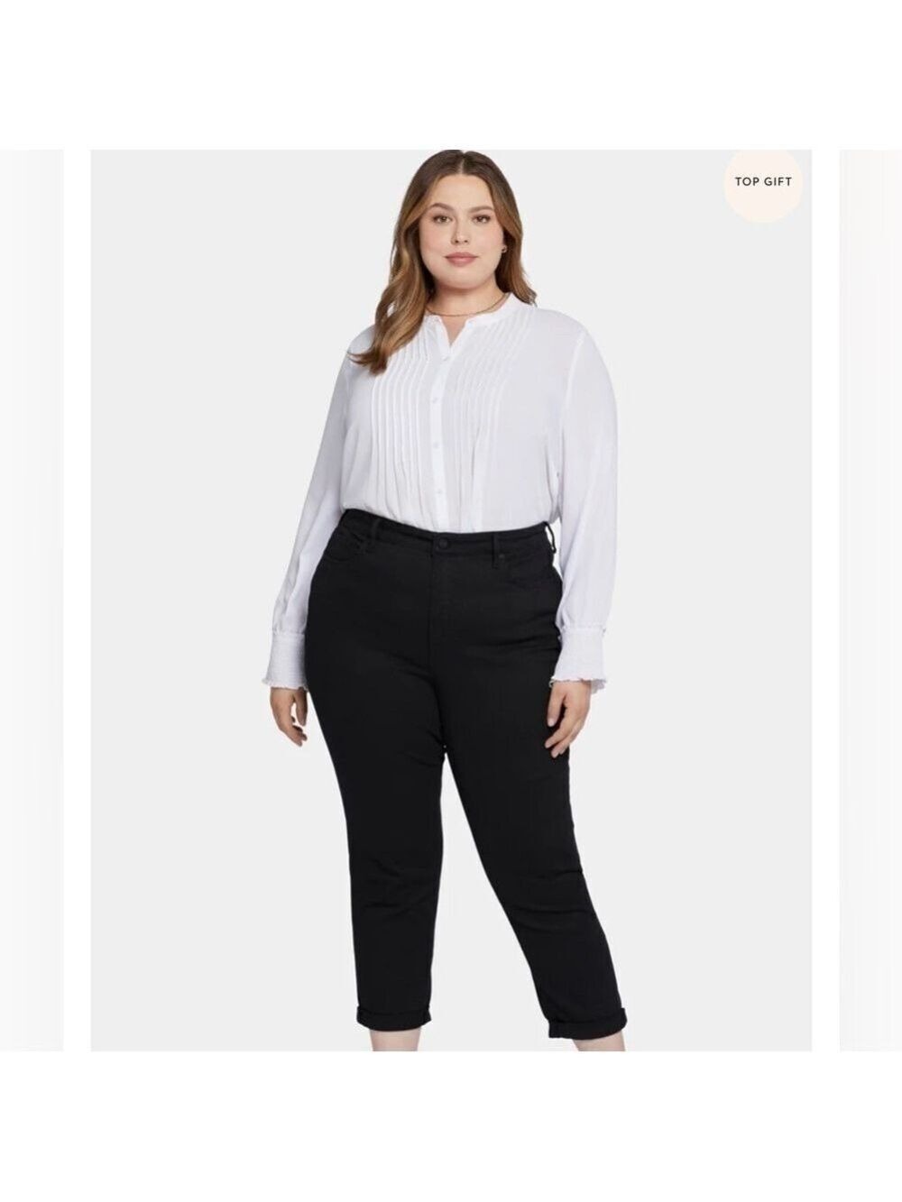 NYDJ Margot Girlfriend Cool Embrace Crop High-Waist Plus Black Jeans 28WP NWT
